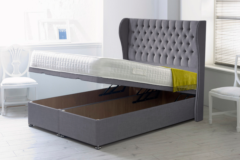 Winged Ottoman Storage Bed Frame